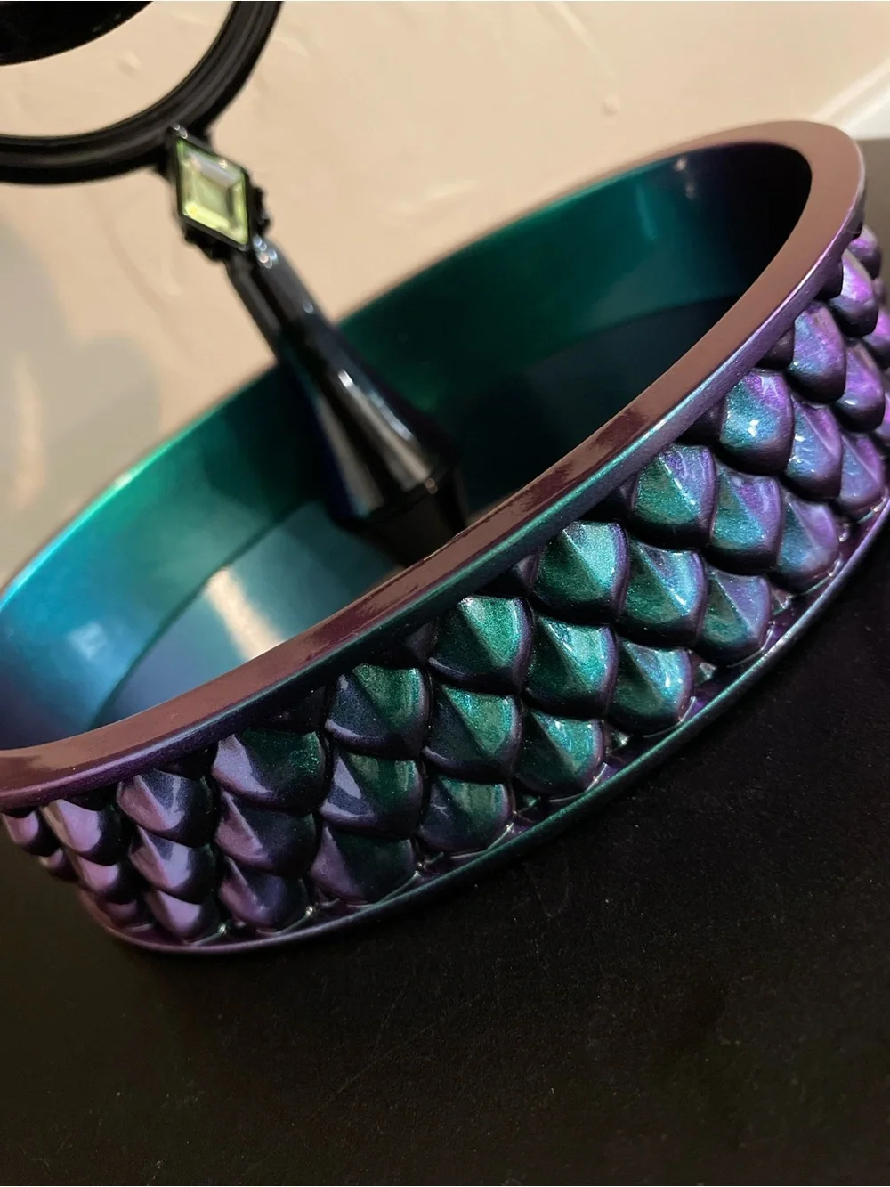 Bath & Body Works Iridescent Mermaid Scale Vanity Mirror with Black Horned Frame